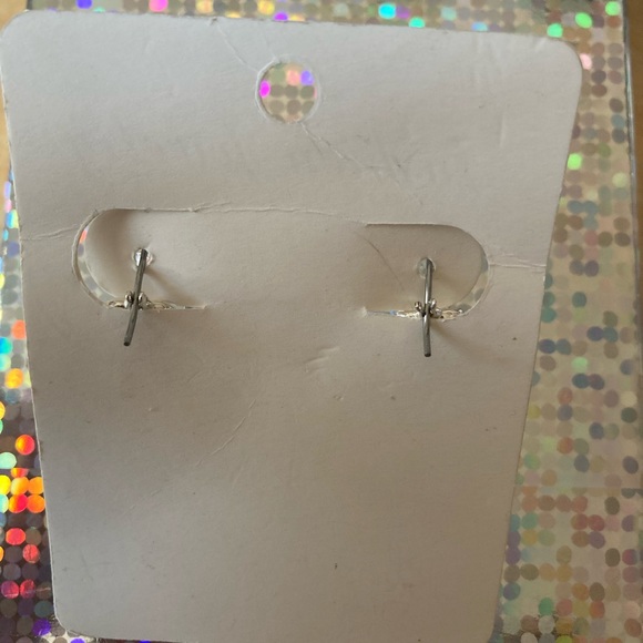 NWOT SILVER HOOP EARRINGS -- UNIQUE TEXTURE - Picture 2 of 4